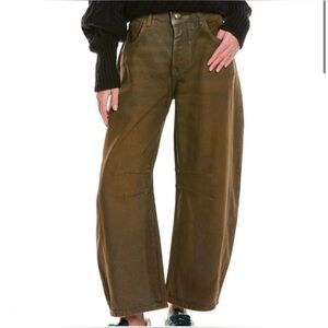 We The Free olive green mid rise barrel Jean